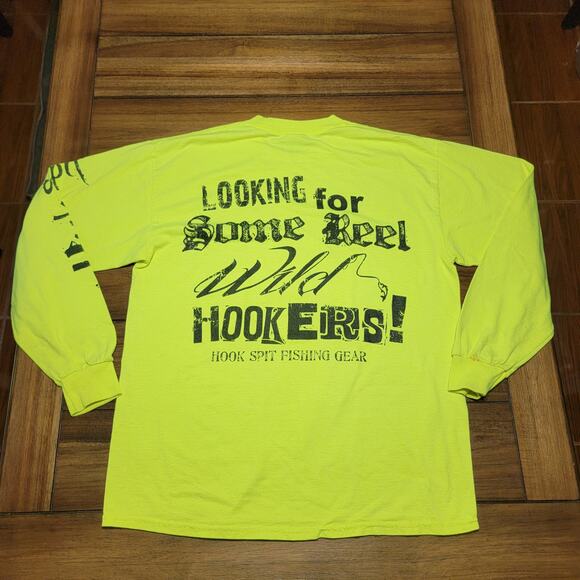 Hook Spit Fishing Gear LS Yellow Unisex Tee (Gildan) "Looking For.." - Large - Picture 2 of 6